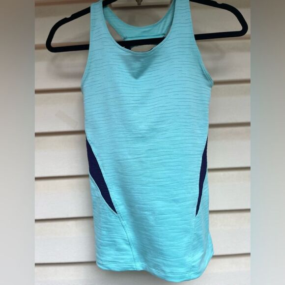 Pearl Izumi teal/purple workout top. Support built-in bra, meal side inserts, M - Picture 1 of 8